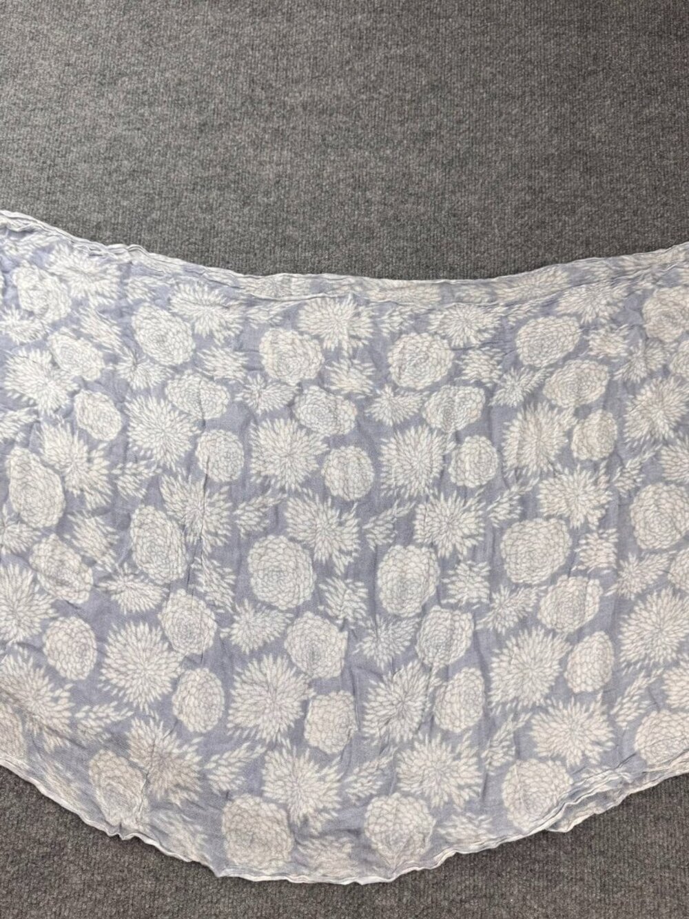 Blue White Floral Print Lightweight Scarf Wrap Sarong Swim Cover Up Shawl